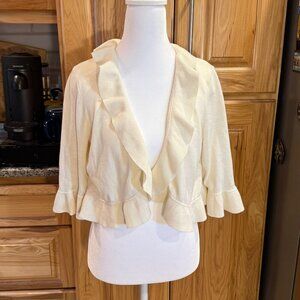 Lilly Pulitzer Ruffle Shrug Cropped Cardigan XL Cream Soft Knit EUC